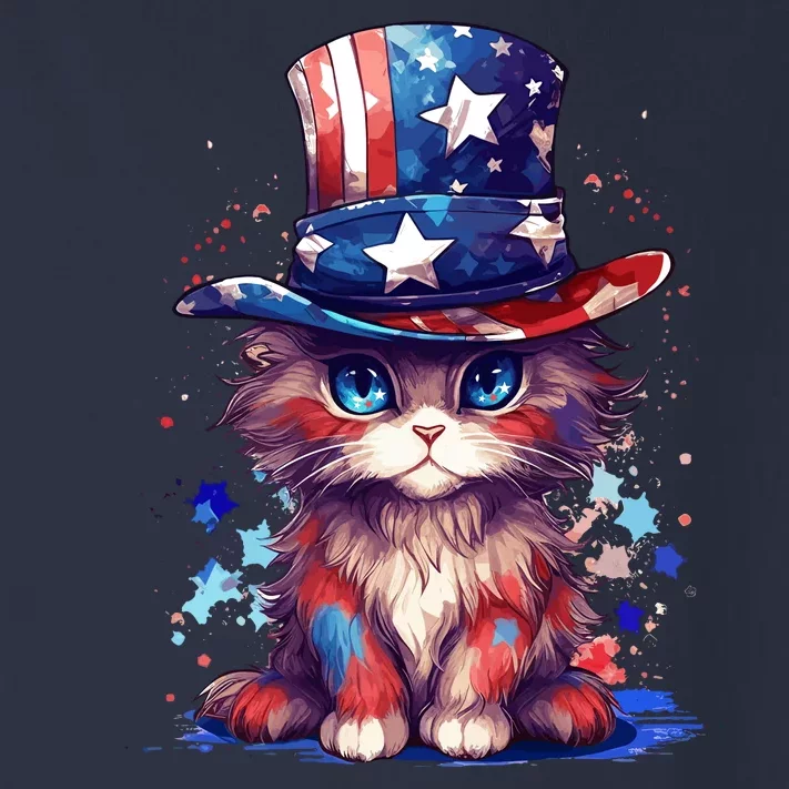 Cute Patriotic Red White And Blue Kitten Cat Toddler Long Sleeve Shirt