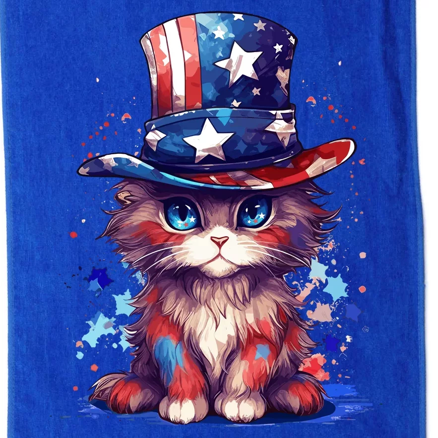 Cute Patriotic Red White And Blue Kitten Cat Platinum Collection Golf Towel