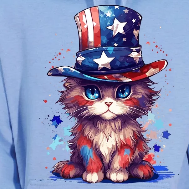 Cute Patriotic Red White And Blue Kitten Cat Unisex Surf Hoodie