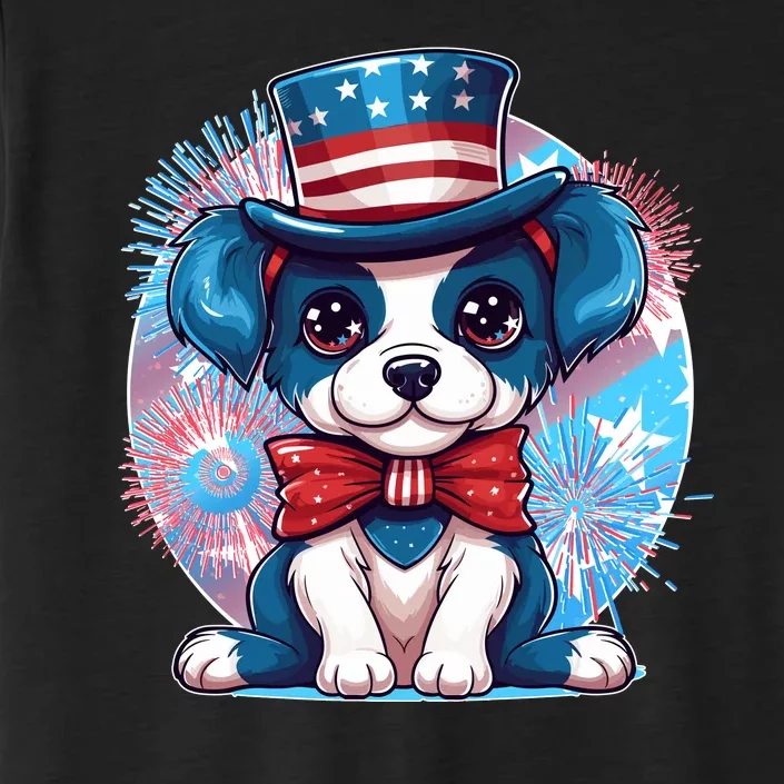 Cute Patriotic Red White And Blue Puppy Dog ChromaSoft Performance T-Shirt