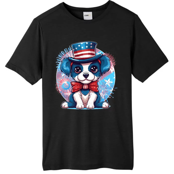 Cute Patriotic Red White And Blue Puppy Dog ChromaSoft Performance T-Shirt