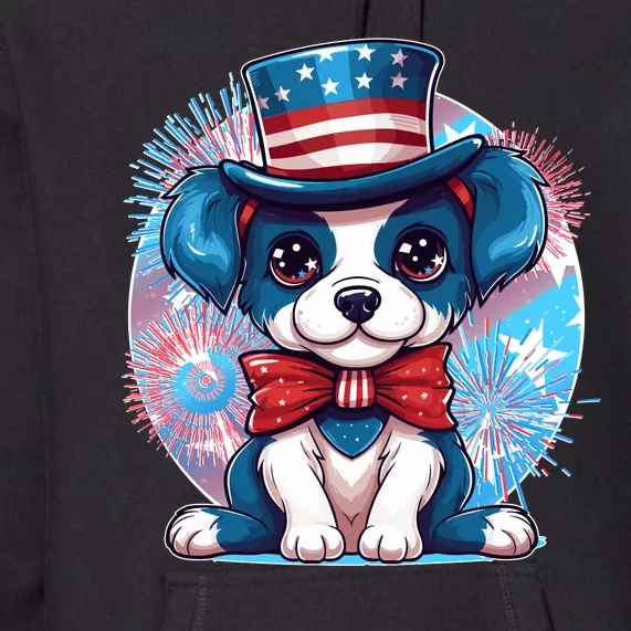 Cute Patriotic Red White And Blue Puppy Dog Premium Hoodie