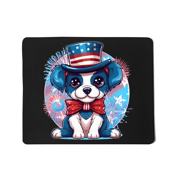 Cute Patriotic Red White And Blue Puppy Dog Mousepad