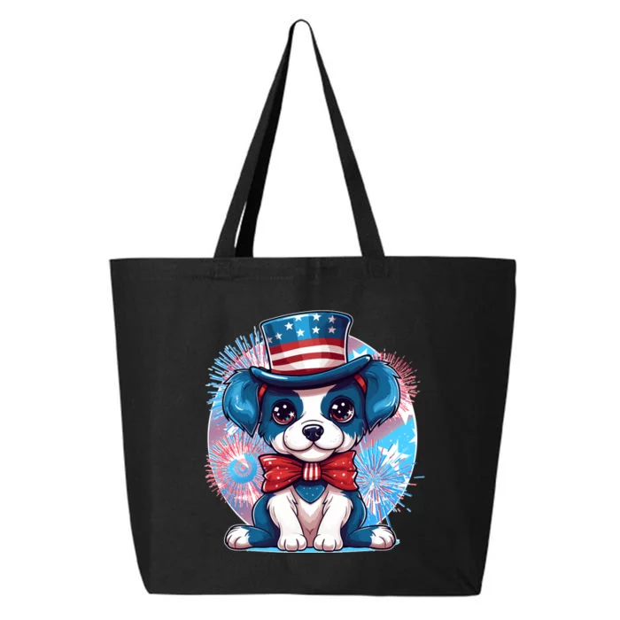 Cute Patriotic Red White And Blue Puppy Dog 25L Jumbo Tote