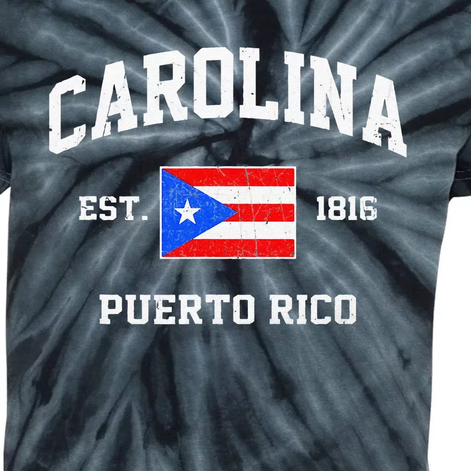 Carolina Puerto Rico Vintage Boricua Flag Athletic Style Kids Tie-Dye T-Shirt