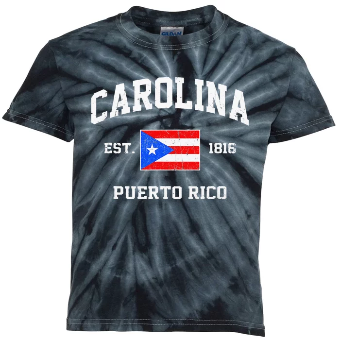 Carolina Puerto Rico Vintage Boricua Flag Athletic Style Kids Tie-Dye T-Shirt