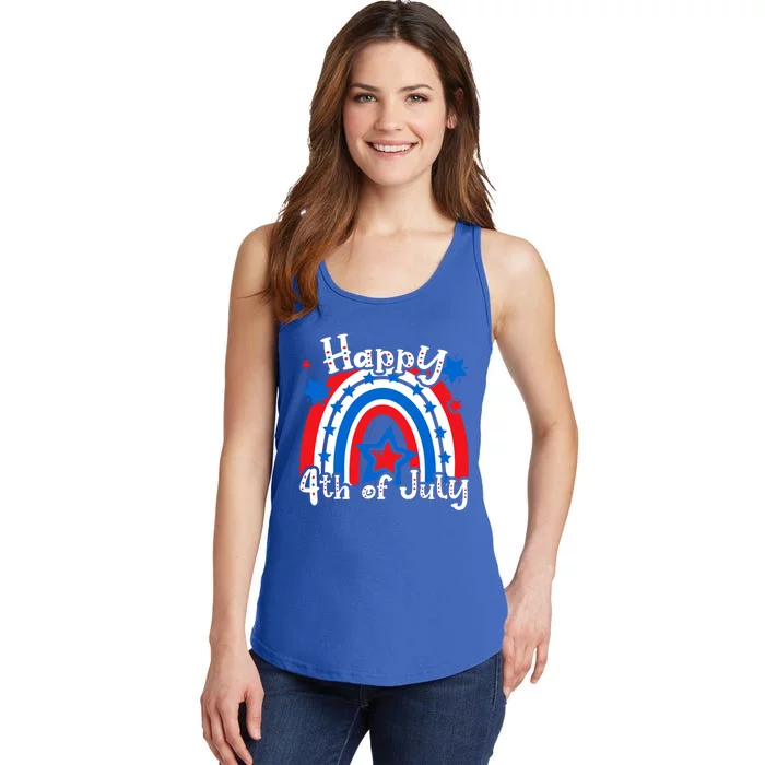 Cute Patriotic Rainbow Happy 4th Of July Gift Cute Gift Ladies Essential Tank