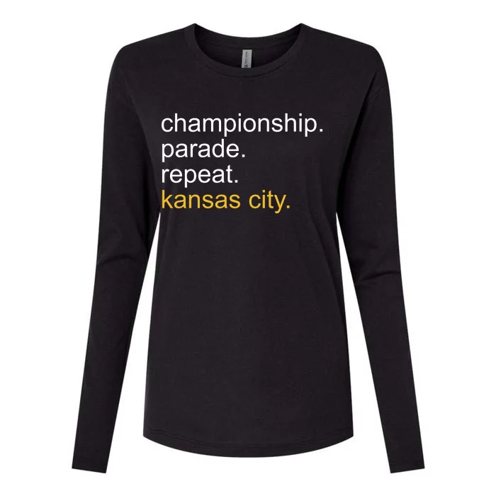 Championship Parade Repeat Kansas City Womens Cotton Relaxed Long Sleeve T-Shirt