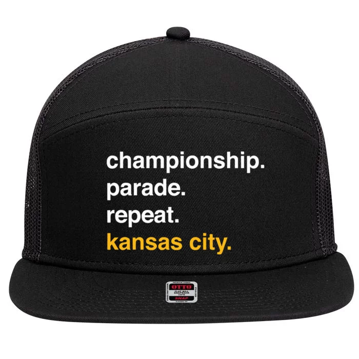 Championship Parade Repeat Kansas City 7 Panel Mesh Trucker Snapback Hat