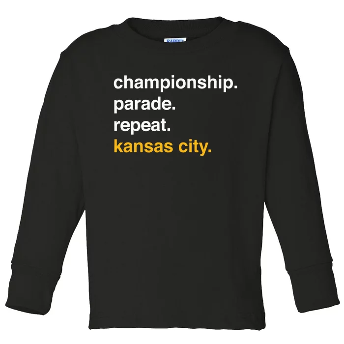 Championship Parade Repeat Kansas City Toddler Long Sleeve Shirt