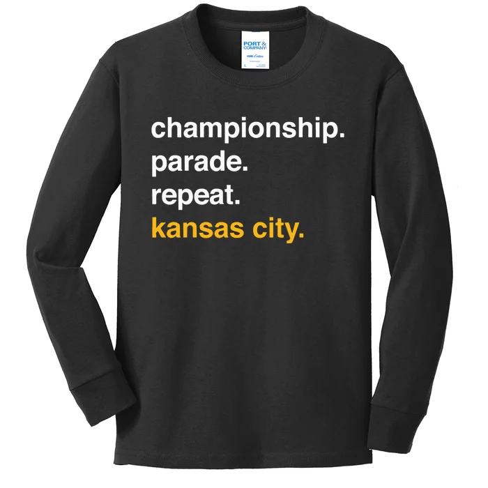 Championship Parade Repeat Kansas City Kids Long Sleeve Shirt