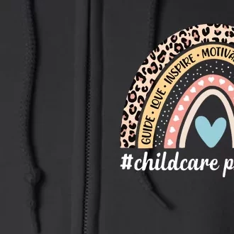 Childcare Provider Rainbow Leopard Daycare Provider Full Zip Hoodie