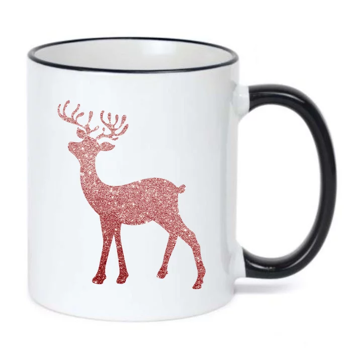 Cute Pink Reindeer Winter Holiday Gift Black Color Changing Mug