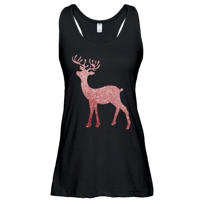 Cute Pink Reindeer Winter Holiday Gift Ladies Essential Flowy Tank