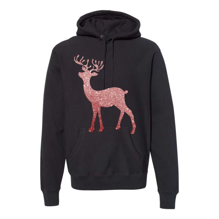 Cute Pink Reindeer Winter Holiday Gift Premium Hoodie