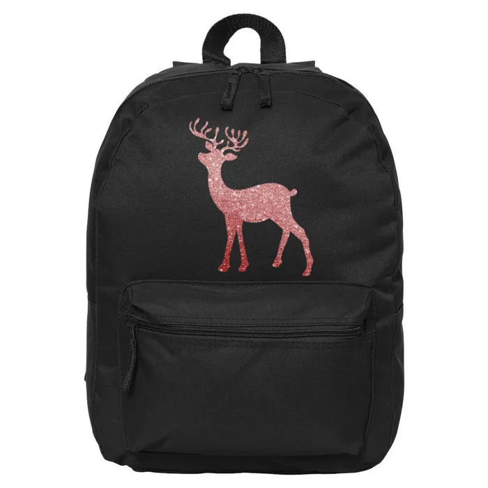 Cute Pink Reindeer Winter Holiday Gift 16 in Basic Backpack