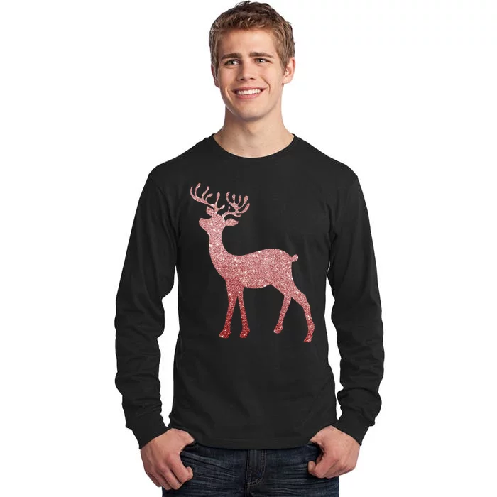 Cute Pink Reindeer Winter Holiday Gift Tall Long Sleeve T-Shirt