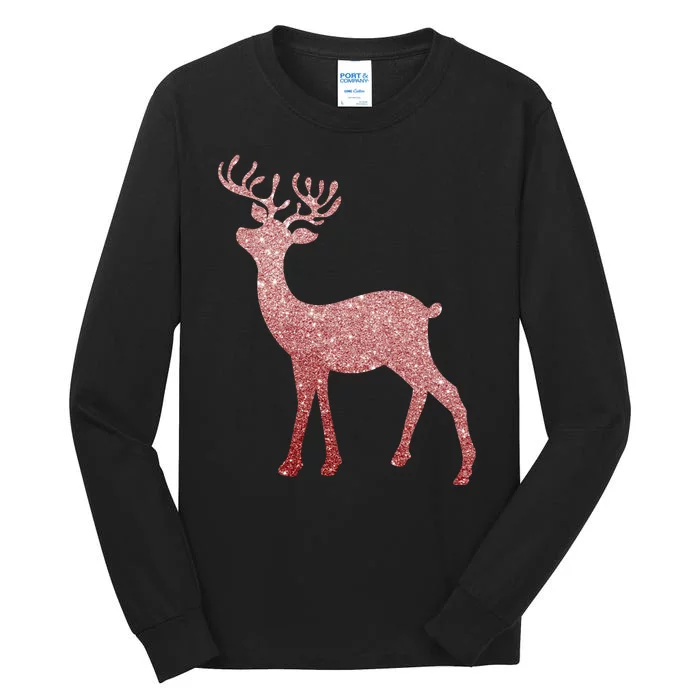 Cute Pink Reindeer Winter Holiday Gift Tall Long Sleeve T-Shirt