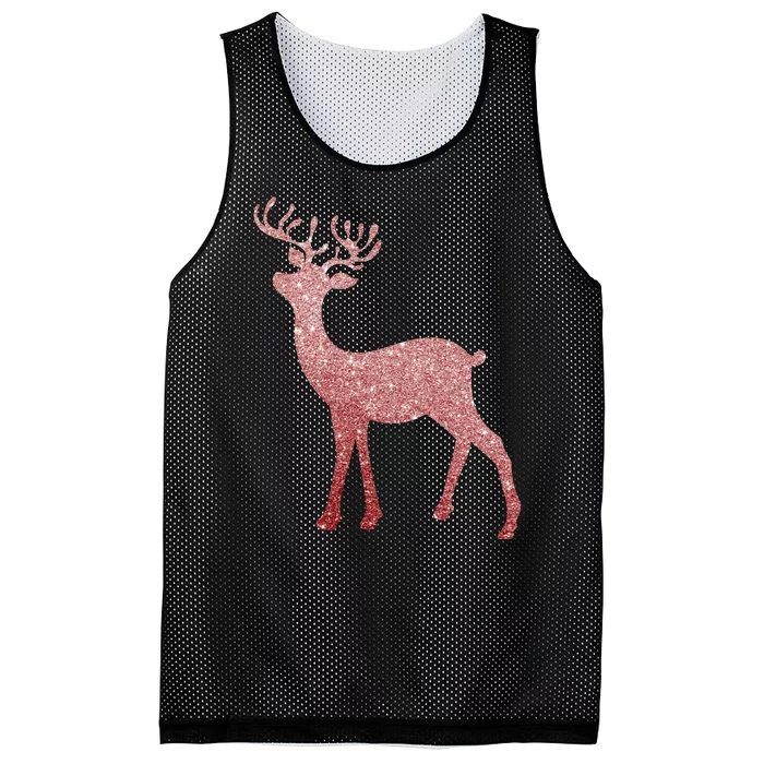 Cute Pink Reindeer Winter Holiday Gift Mesh Reversible Basketball Jersey Tank