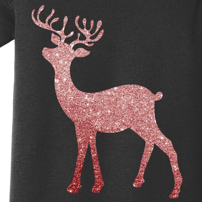 Cute Pink Reindeer Winter Holiday Gift Baby Bodysuit