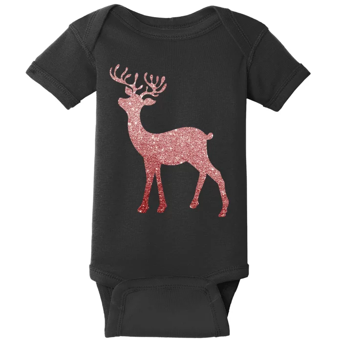 Cute Pink Reindeer Winter Holiday Gift Baby Bodysuit