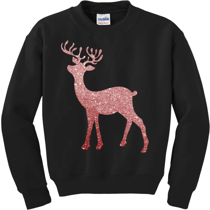 Cute Pink Reindeer Winter Holiday Gift Kids Sweatshirt