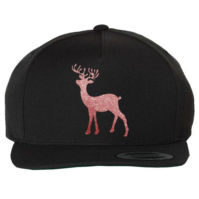 Cute Pink Reindeer Winter Holiday Gift Wool Snapback Cap