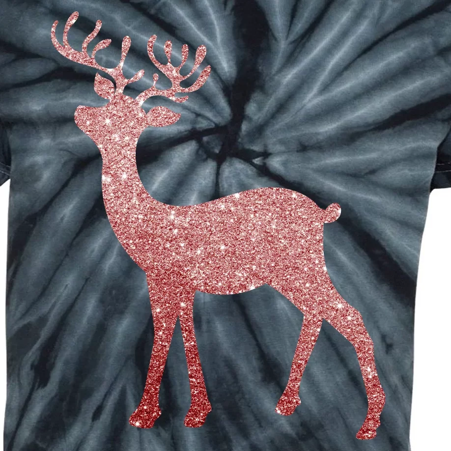 Cute Pink Reindeer Winter Holiday Gift Kids Tie-Dye T-Shirt