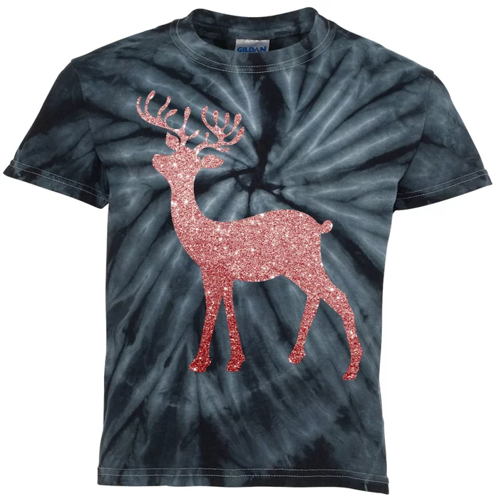 Cute Pink Reindeer Winter Holiday Gift Kids Tie-Dye T-Shirt