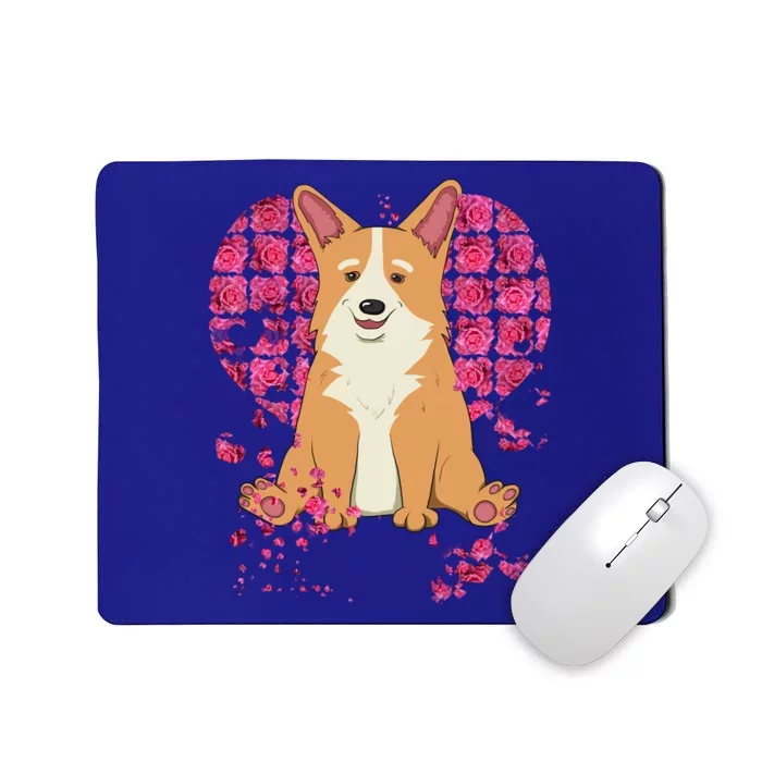 Corgi Pink Rose Flower Heart Dog Mom Floral Valentines Day Cool Gift Mousepad