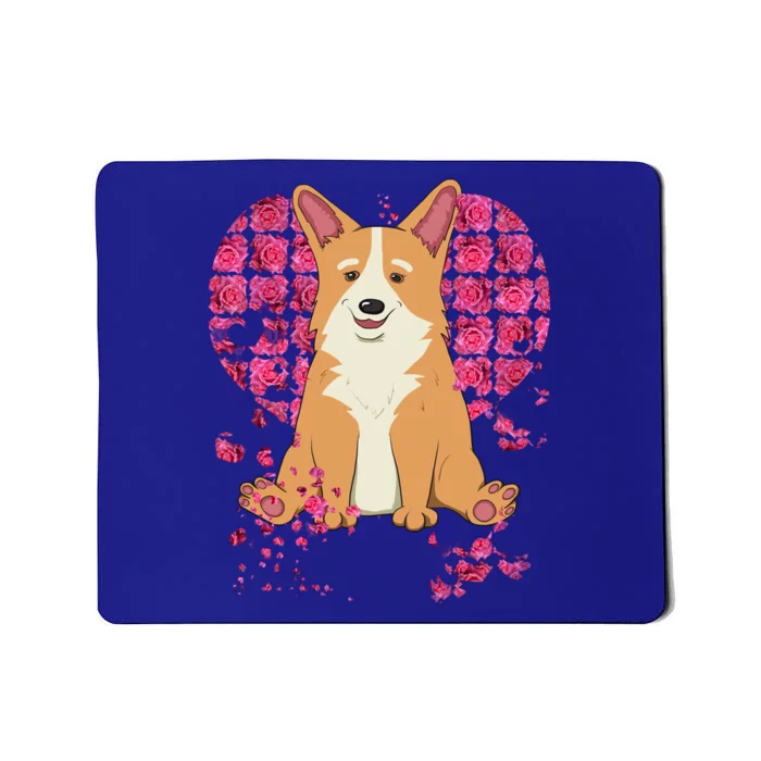 Corgi Pink Rose Flower Heart Dog Mom Floral Valentines Day Cool Gift Mousepad