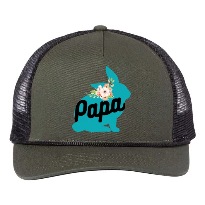 Cute Papa Rabbit Bunny Cool Gift Designs For Pregnancy Gift Meaningful Gift Retro Rope Trucker Hat Cap