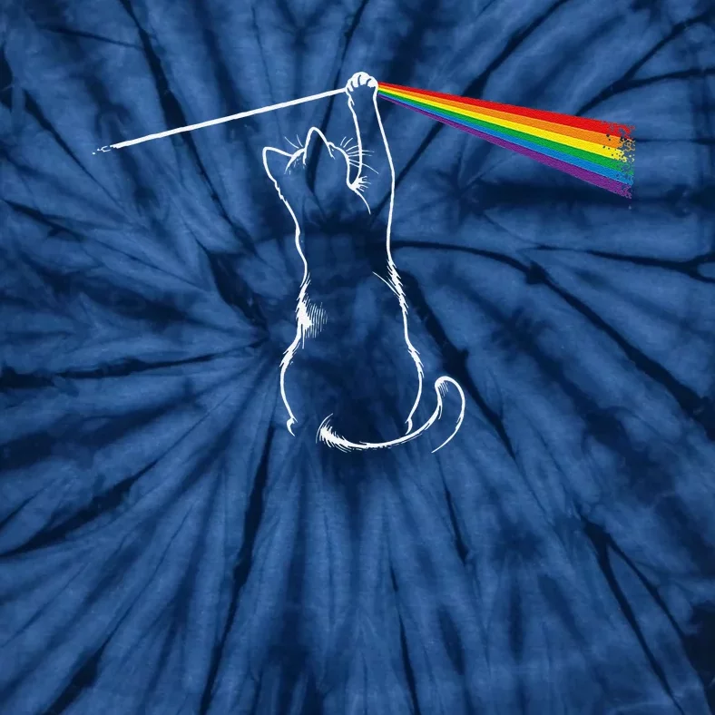 Cat Prism Rainbow Light Funny Physics Science Spectral Cat Tie-Dye T-Shirt