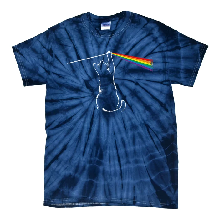 Cat Prism Rainbow Light Funny Physics Science Spectral Cat Tie-Dye T-Shirt