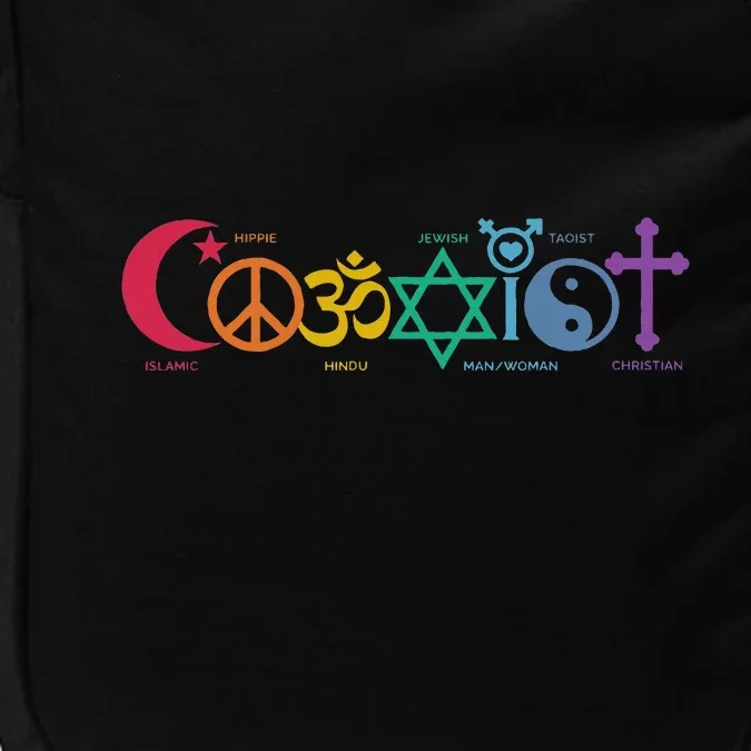 Coexist Peace Religion Equality Rights Humanity Spirituality Impact Tech Backpack