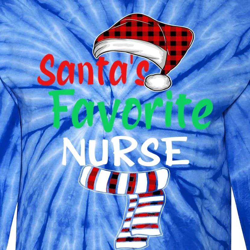 Christmas Pajamas Santa Claus Gift SantaS Favorite Nurse Cute Gift Tie-Dye Long Sleeve Shirt