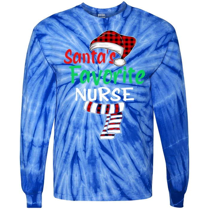 Christmas Pajamas Santa Claus Gift SantaS Favorite Nurse Cute Gift Tie-Dye Long Sleeve Shirt