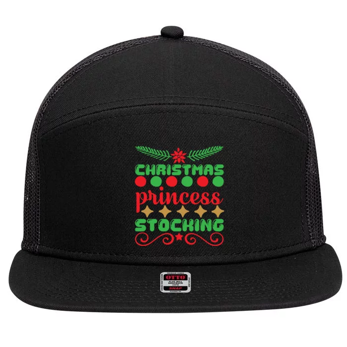 Christmas Princess Stocking 7 Panel Mesh Trucker Snapback Hat