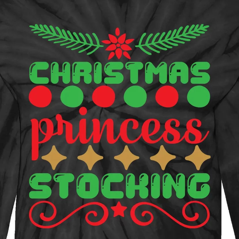 Christmas Princess Stocking Tie-Dye Long Sleeve Shirt