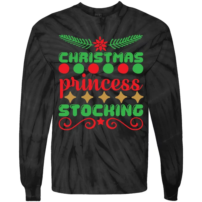 Christmas Princess Stocking Tie-Dye Long Sleeve Shirt