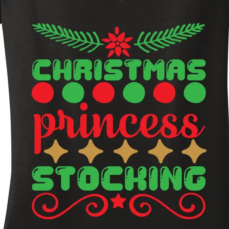 Christmas Princess Stocking Women's V-Neck T-Shirt