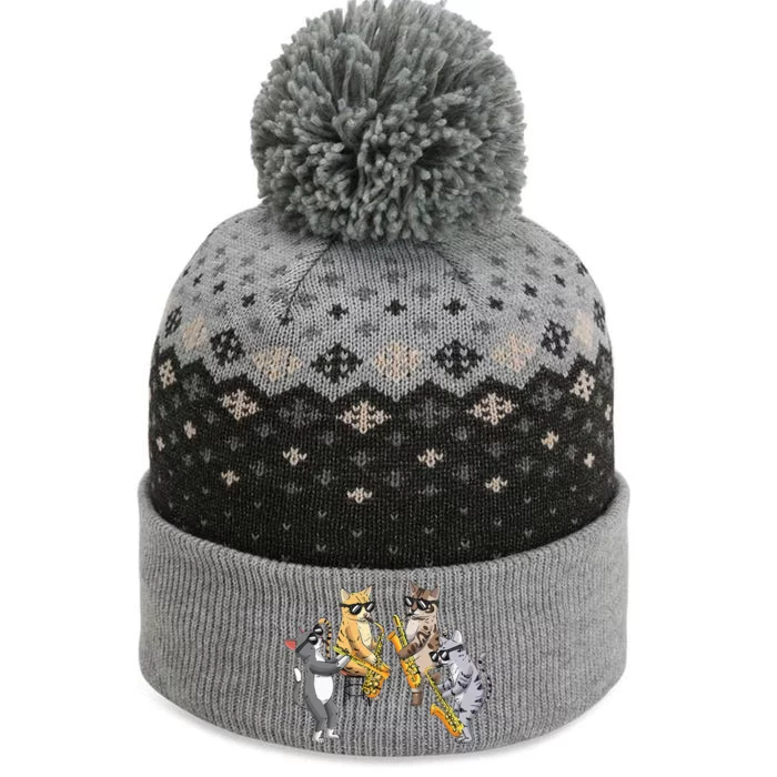 Cats Playing Saxophone Jazz Sax Musician Saxophonist The Baniff Cuffed Pom Beanie