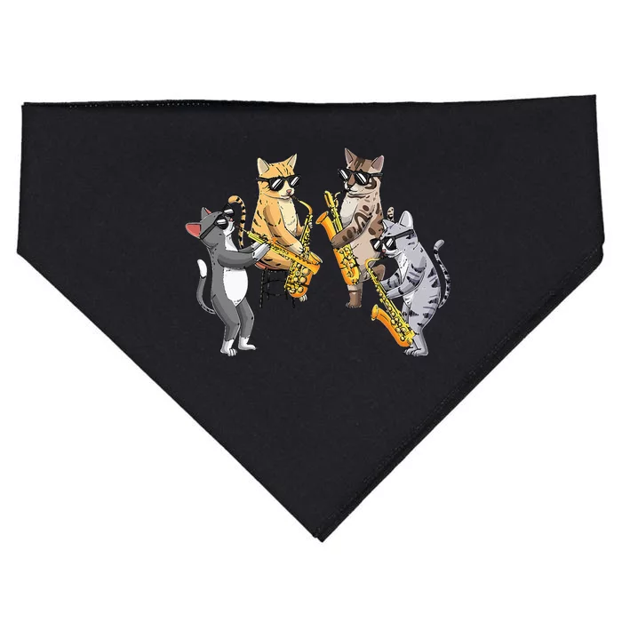 Cats Playing Saxophone Jazz Sax Musician Saxophonist USA-Made Doggie Bandana