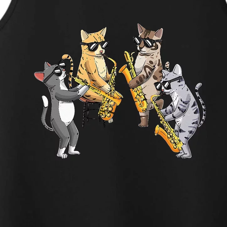 Cats Playing Saxophone Jazz Sax Musician Saxophonist Performance Tank