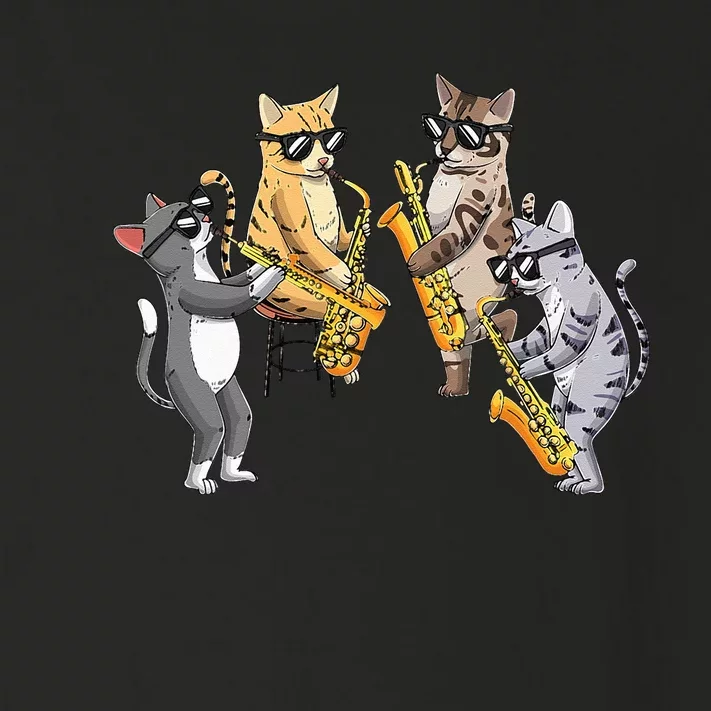 Cats Playing Saxophone Jazz Sax Musician Saxophonist Toddler Long Sleeve Shirt