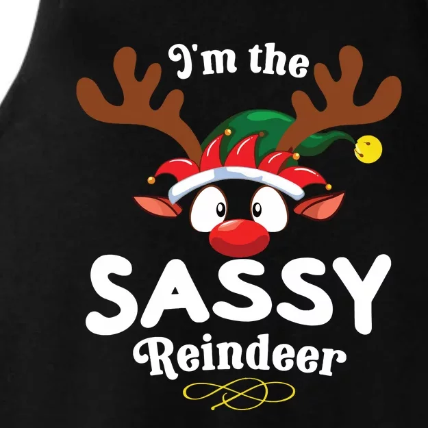 Christmas Pjs Sassy Xmas Reindeer Matching Ladies Tri-Blend Wicking Tank