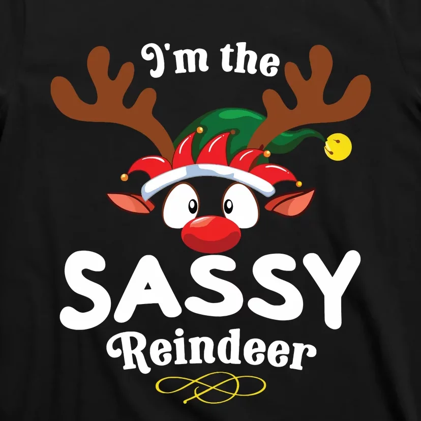 Christmas Pjs Sassy Xmas Reindeer Matching T-Shirt