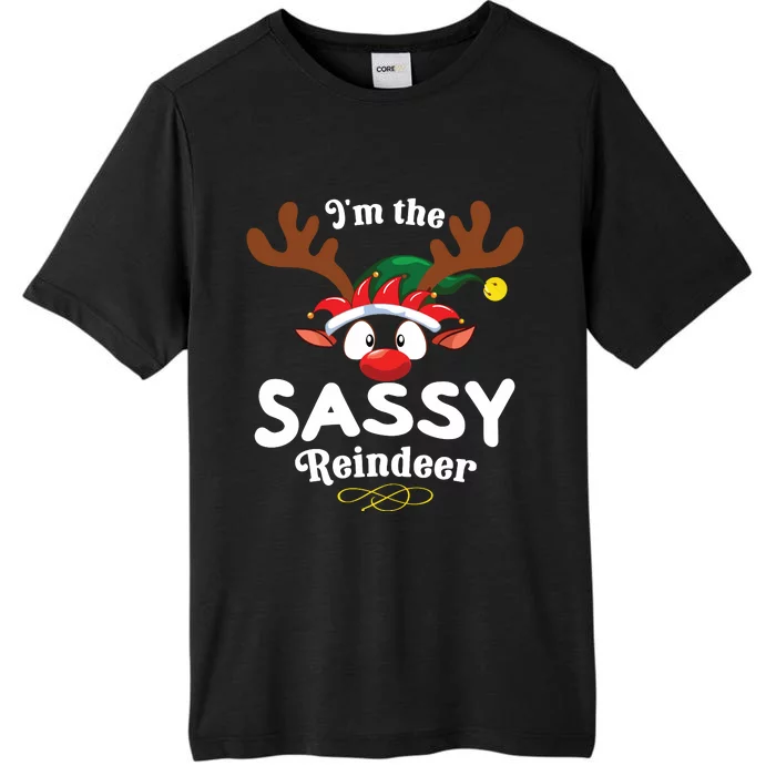 Christmas Pjs Sassy Xmas Reindeer Matching ChromaSoft Performance T-Shirt