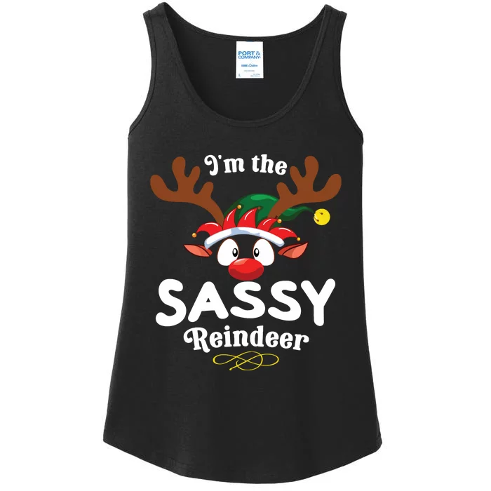 Christmas Pjs Sassy Xmas Reindeer Matching Ladies Essential Tank