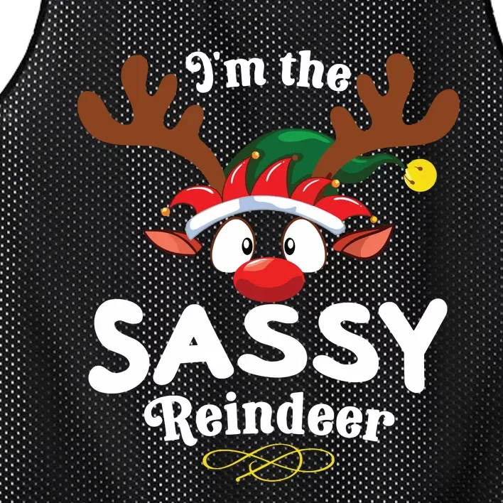 Christmas Pjs Sassy Xmas Reindeer Matching Mesh Reversible Basketball Jersey Tank